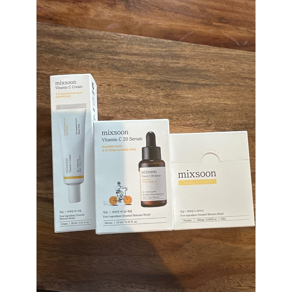 Mixsoon Vitamin C Skincare Set Cream 30ml Serum 10ml Powder 10ea Brightening Kit